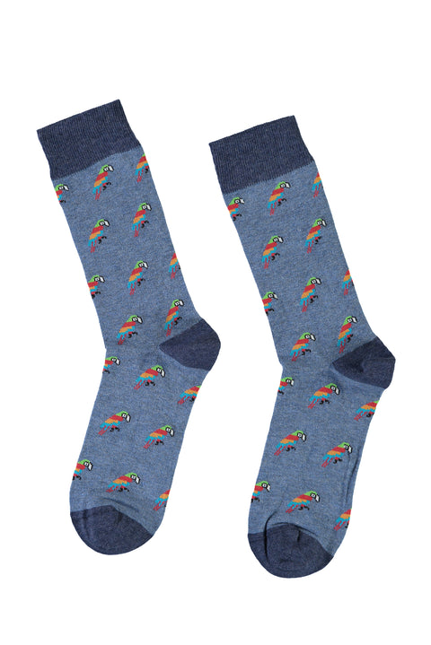 Blue Cotton Patterned Socks