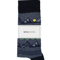 Medium Navy Cotton Patterned Socks