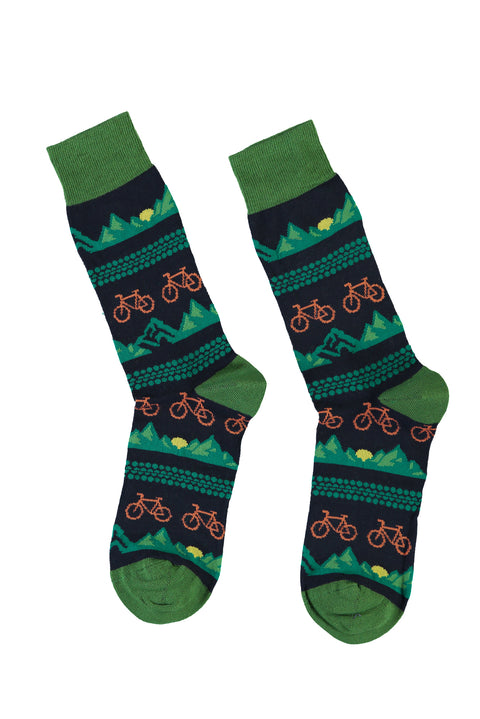 Light Blue Cotton Patterned Socks