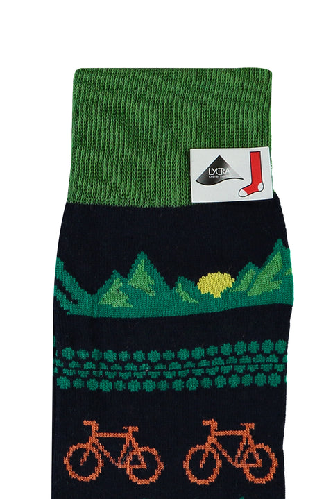 Light Blue Cotton Patterned Socks
