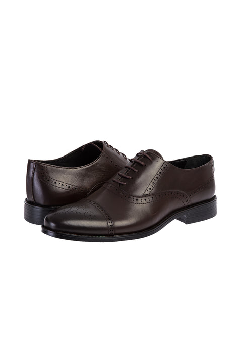 Dark Brown Classic Shoe with Studded Toe