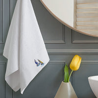 White Cotton Face Towel with Sailboat Embroidery (50x90 cm)