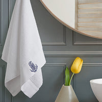 White Cotton Face Towel with Anchor Embroidery (50x90 cm)