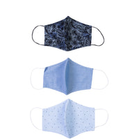 Blue Cotton Washable 3-Pack Face Masks