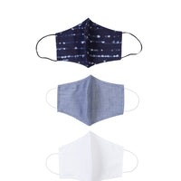 Dark Navy Blue Cotton Washable 3-Pack Face Masks