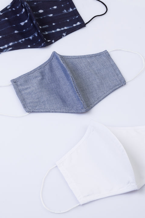 Dark Navy Blue Cotton Washable 3-Pack Face Masks