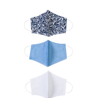 Indigo Cotton Washable 3-Pack Face Masks