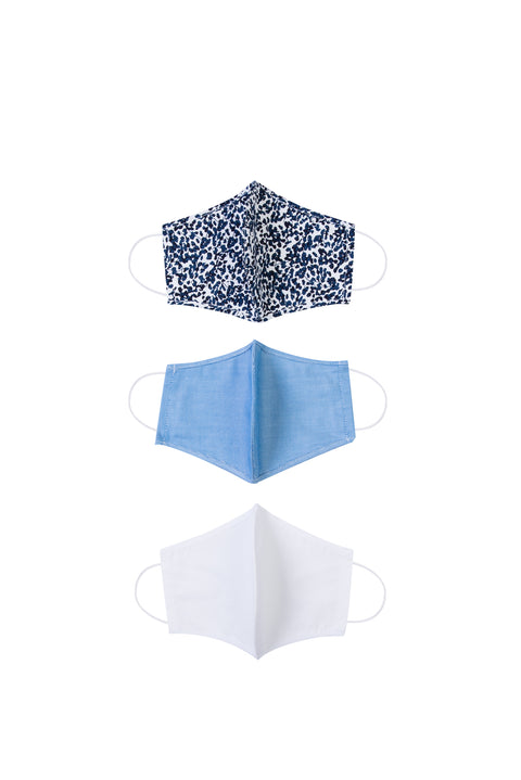 Indigo Cotton Washable 3-Pack Face Masks