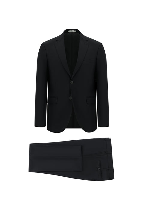 Black 4-Drop Relaxed Fit Suit
