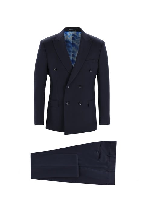 Dark Navy 7 Drop Super Slim Fit Extra Narrow Cut Double-Breasted Suit
