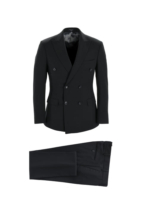 Black 7 Drop Super Slim Fit Extra Narrow Cut Double-Breasted Suit