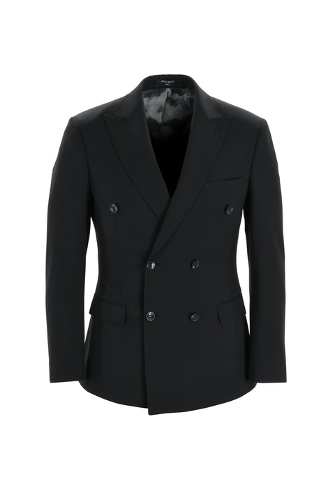 Black 7 Drop Super Slim Fit Extra Narrow Cut Double-Breasted Suit