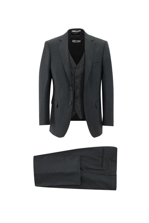 Medium Anthracite 6 Drop Regular Fit Standard Cut Suit with Vest