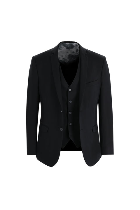 Black 7 Drop Super Slim Fit Extra Narrow Cut Suit with Vest