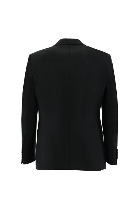 Black 4-Drop Relaxed Fit Suit with Vest