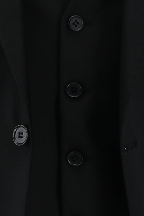 Black 4-Drop Relaxed Fit Suit with Vest