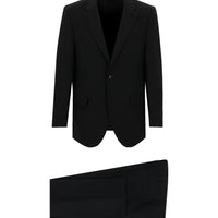 Black 4-Drop Relaxed Fit Wool Suit