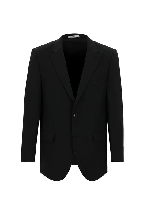 Black 4-Drop Relaxed Fit Wool Suit