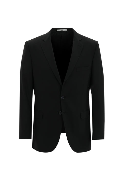 Black 4-Drop Relaxed Fit Wool Suit