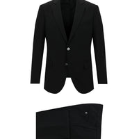 Black 6-Drop Regular Fit Standard Cut Wool Suit