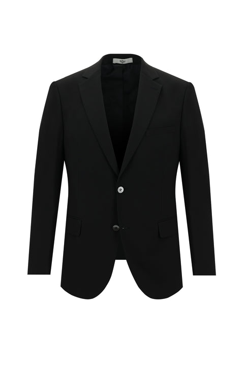 Black 6-Drop Regular Fit Standard Cut Wool Suit