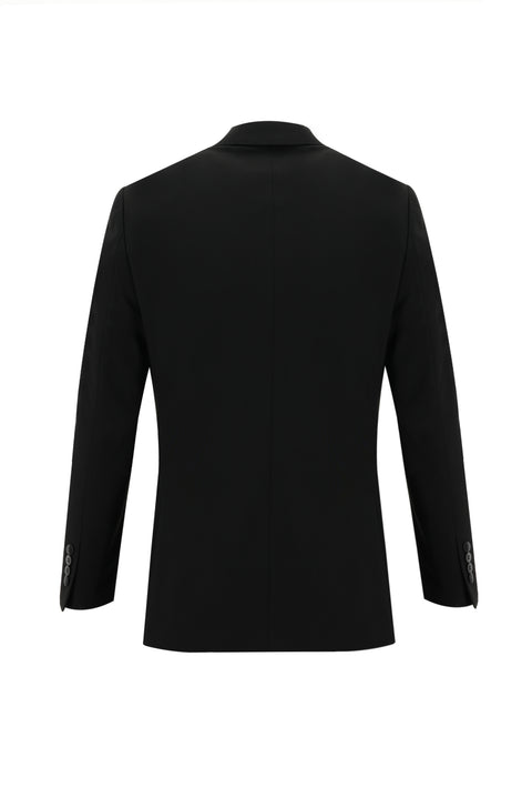 Black 6-Drop Regular Fit Standard Cut Wool Suit