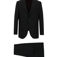 Black 6-Drop Regular Fit Standard Cut Wool Suit