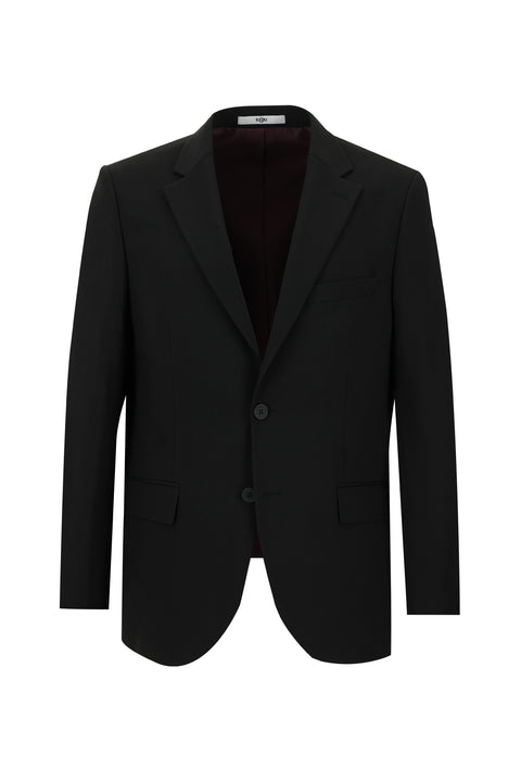 Black 6-Drop Regular Fit Standard Cut Wool Suit