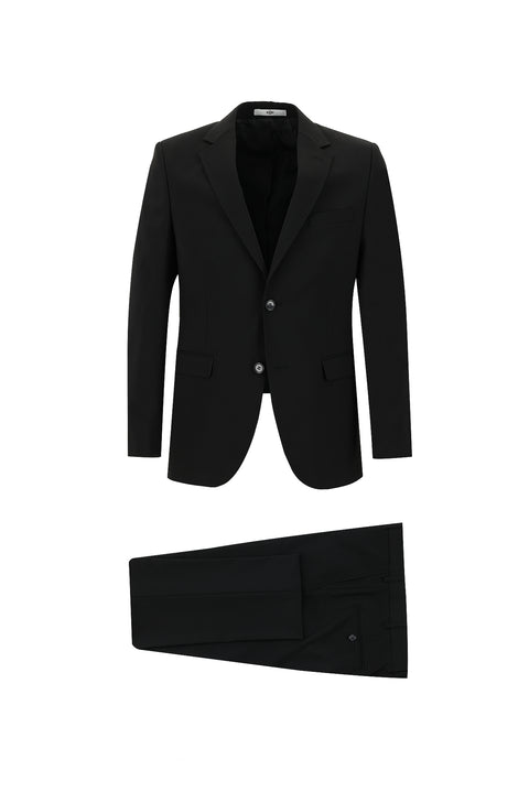 Black 7 Drop Slim Fit Narrow Cut Wool Suit