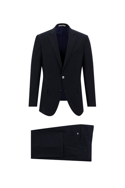 Koyu Lacivert 6 Drop Regular Fit Standart Kesim Yünlü Takım Elbise