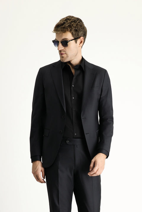 Black 7 Drop Slim Fit Narrow Cut Wool Suit