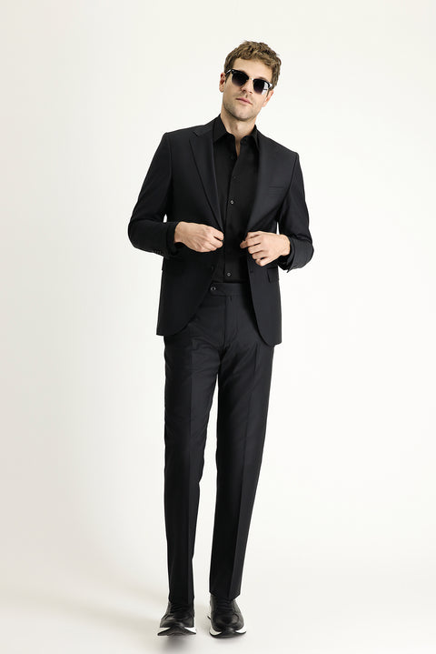 Black 6-Drop Regular Fit Standard Cut Suit