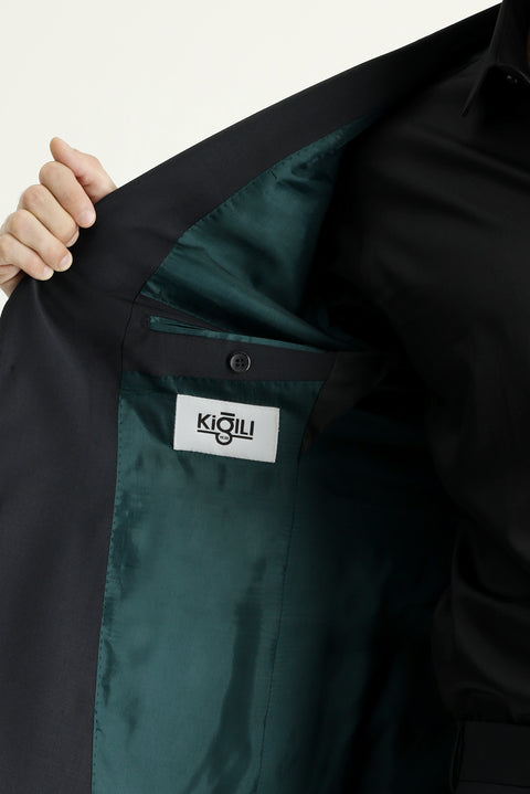 Black 6-Drop Regular Fit Standard Cut Suit