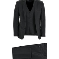 Siyah 7 Drop Super Slim Fit Eksra Dar Kesim Yelekli Takım Elbise