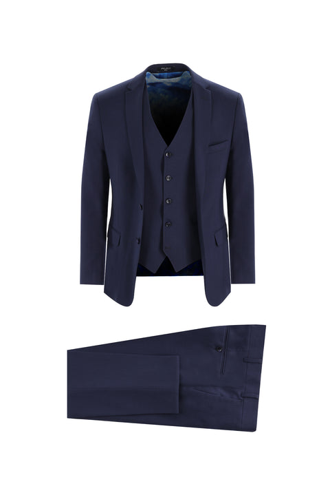 Dark Navy 7 Drop Super Slim Fit Extra Narrow Cut Suit with Vest