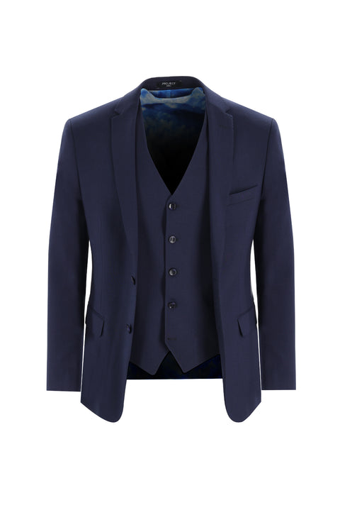 Dark Navy 7 Drop Super Slim Fit Extra Narrow Cut Suit with Vest