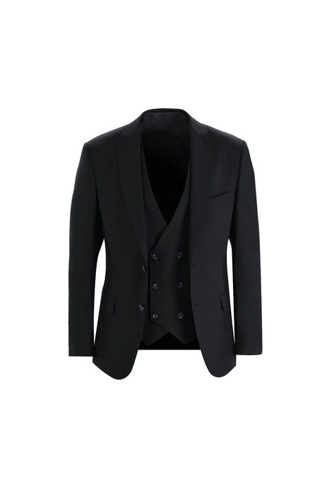 Black 7 Drop Super Slim Fit Extra Narrow Cut Suit with Vest