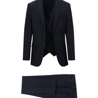 Koyu Lacivert 7 Drop Super Slim Fit Eksra Dar Kesim Yelekli Takım Elbise