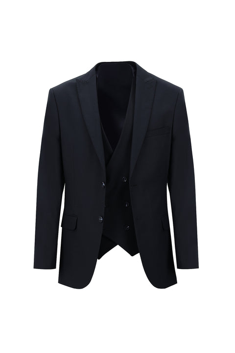 Koyu Lacivert 7 Drop Super Slim Fit Eksra Dar Kesim Yelekli Takım Elbise