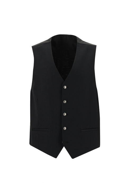 Black 7 Drop Super Slim Fit Extra Narrow Cut Patterned Vest Suit