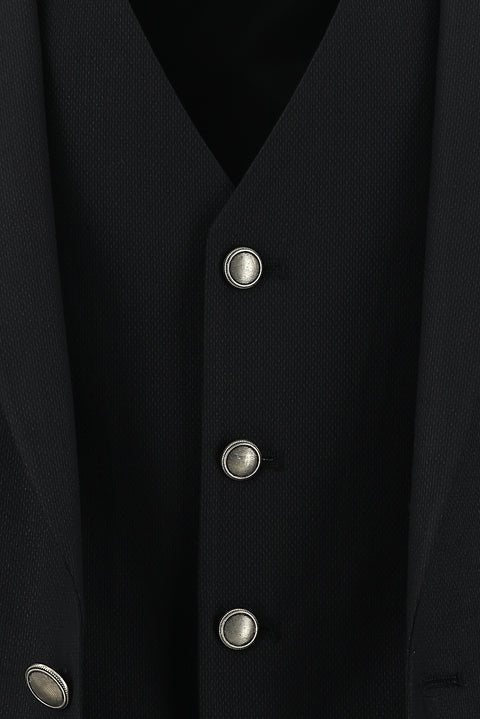 Black 7 Drop Super Slim Fit Extra Narrow Cut Patterned Vest Suit
