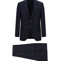 Black and Navy Blue 7 Drop Slim Fit Eyelet Suit