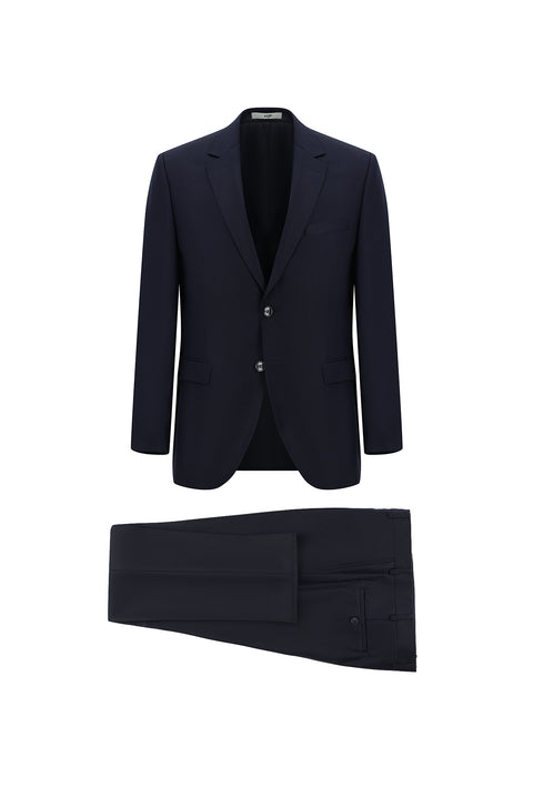 Black and Navy Blue 7 Drop Slim Fit Eyelet Suit