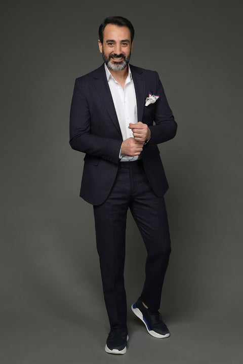 Light Navy Blue 4-Drop Relaxed Fit Eyelet Suit