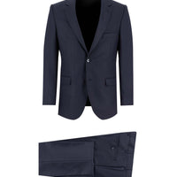 Dark Navy 7 Drop Slim Fit Narrow Cut Wool Eyelet Suit