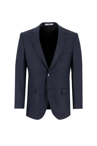  Koyu Lacivert 7 Drop Slim Fit Dar Kesim Yünlü Kuşgözü Takım Elbise