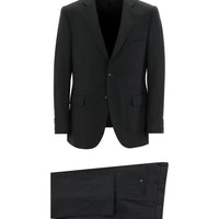 Black 6 Drop Regular Fit Standard Cut Wool Eyelet Suit