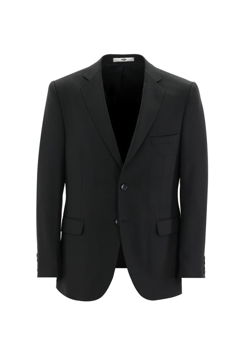 Black 6 Drop Regular Fit Standard Cut Wool Eyelet Suit