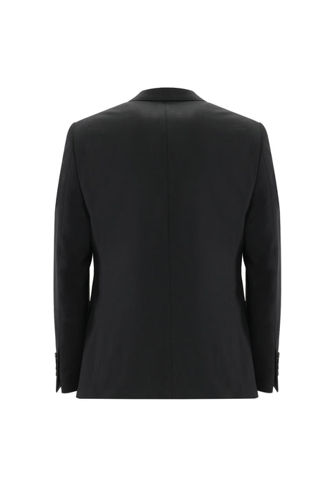Black 6 Drop Regular Fit Standard Cut Wool Eyelet Suit