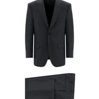 Black 4-Drop Relaxed Fit Comfortable Cut Wool Eyelet Suit